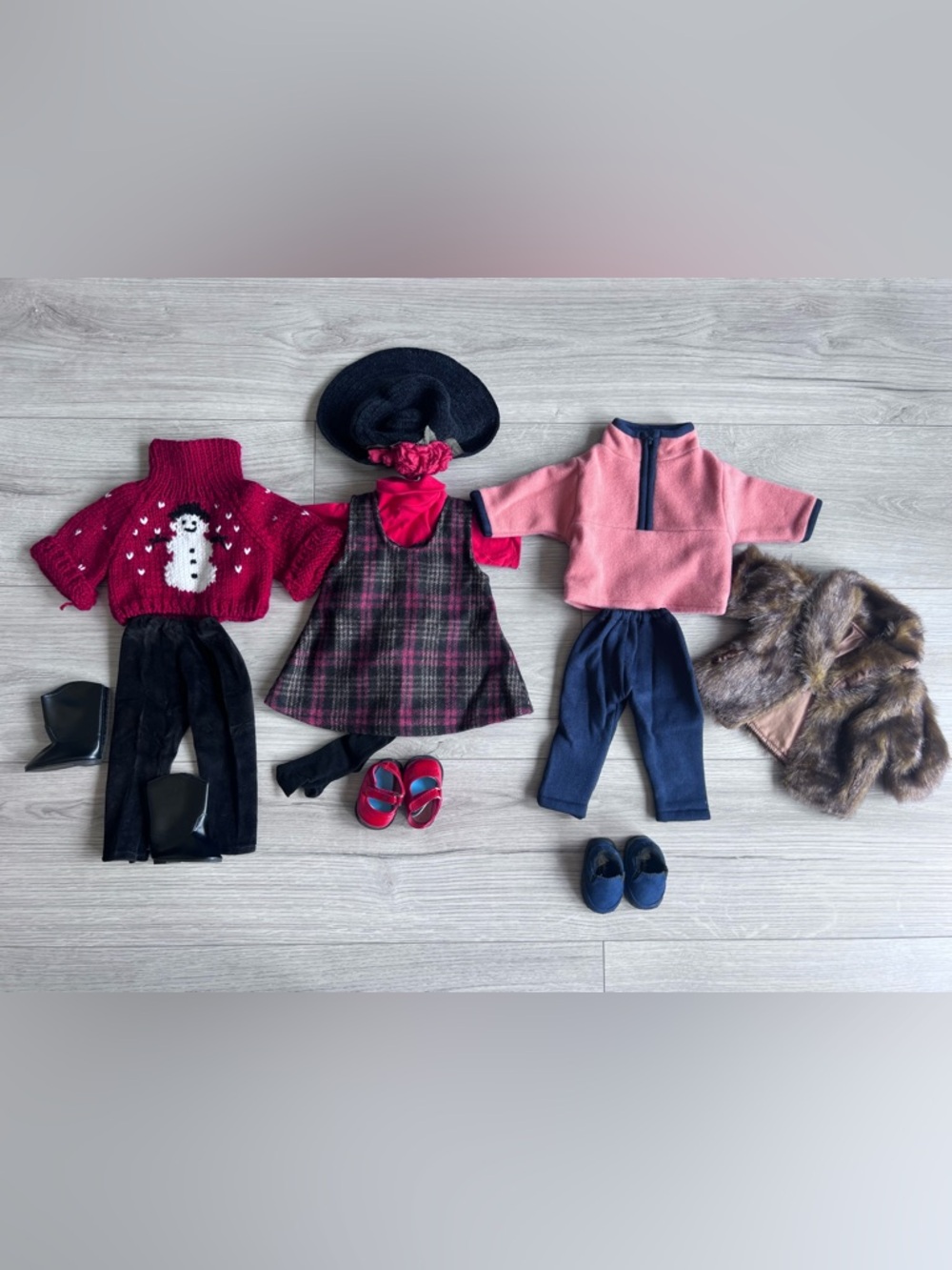 18” Doll Clothes For American Girl Doll - Lot Of 4 Outfits Dress Coat Shoe Etc